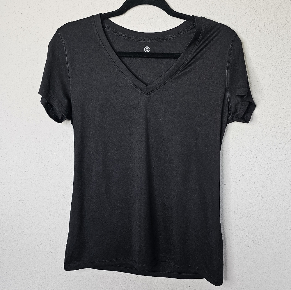 Champion C9 Womens Black V-Neck Short Sleeve Performance Athletic T-Shirt Size M